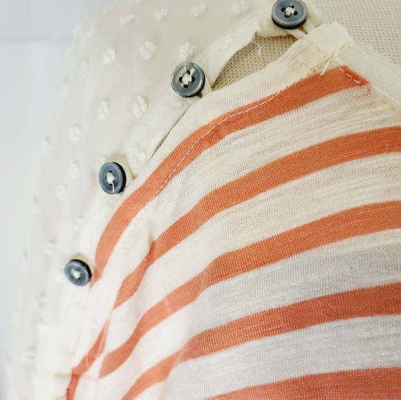 Anthropology Little Yellow Button Slub Knit Lace Top Small - Picture 7 of 9